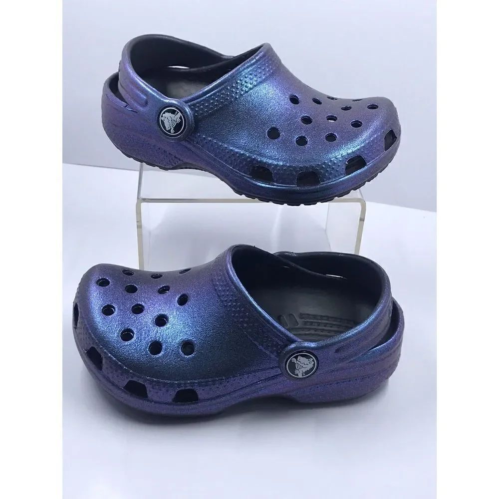 Crocs Classic Rare BLACK IRIDESCENT Clog KIDS size 8/9